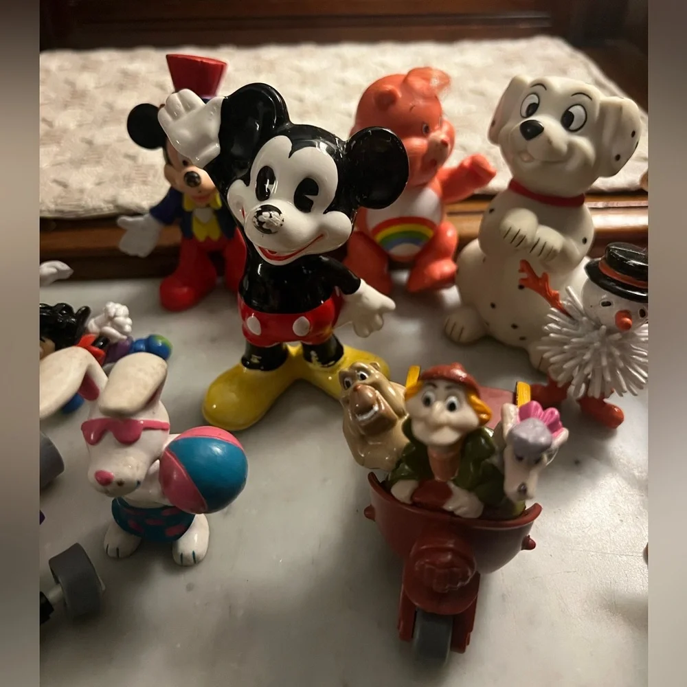 17 Piece Lot of Mixed Character Figurines Disney Care Bears Cabbage Patch Peanut